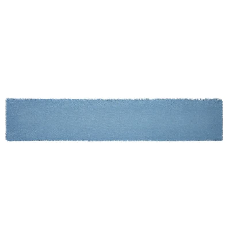 Burlap Blue Runner Fringed