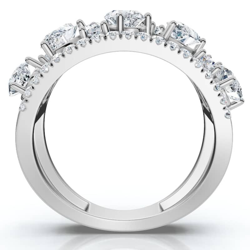 Certified 1 1/2Ct MultiShape Cluster Diamond Anniversary Ring Gold Lab Grown