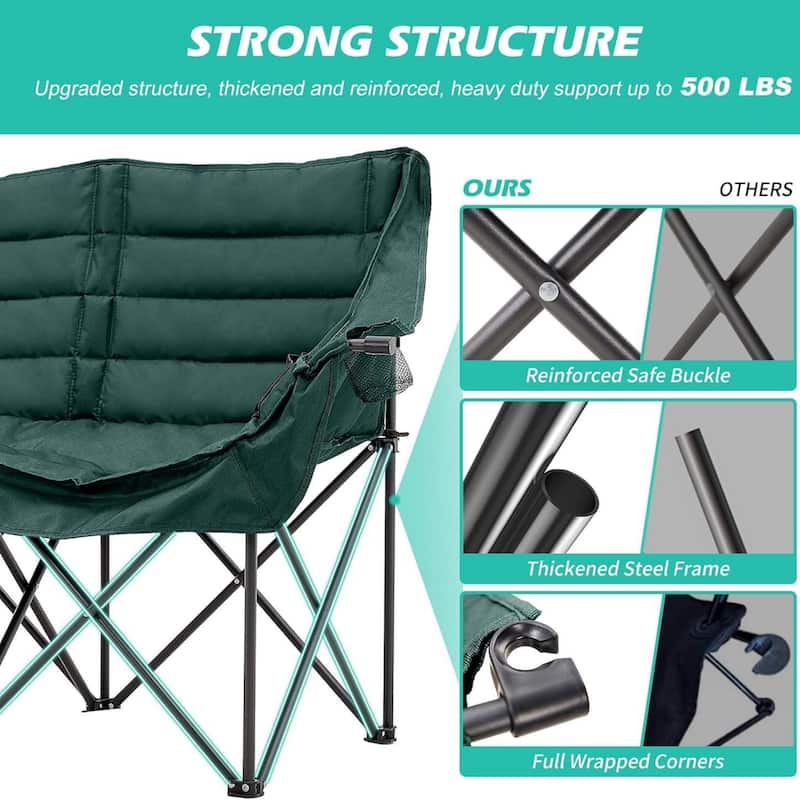DoCred Oversized 2 Person Folding Fully Padded Camping Chair