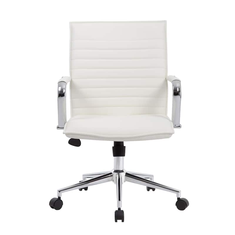 Boss Hospitality Task Chair with Fixed Chrome Arms - White