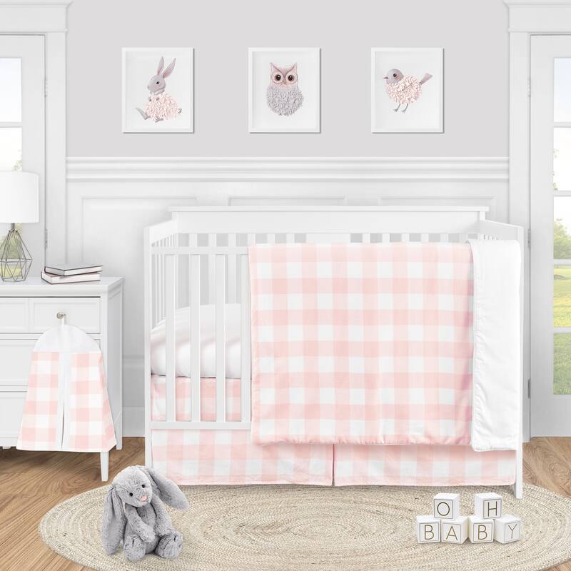 Pink Buffalo Plaid Check Girl 4-piece Nursery Crib Bedding Set - Blush ...