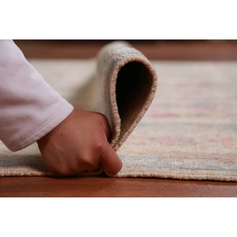 Hand Knotted Oriental 100% Wool Carpet Transitional All-Over Peach Oushak Area Rug - 8' 10'' X 6' 3''