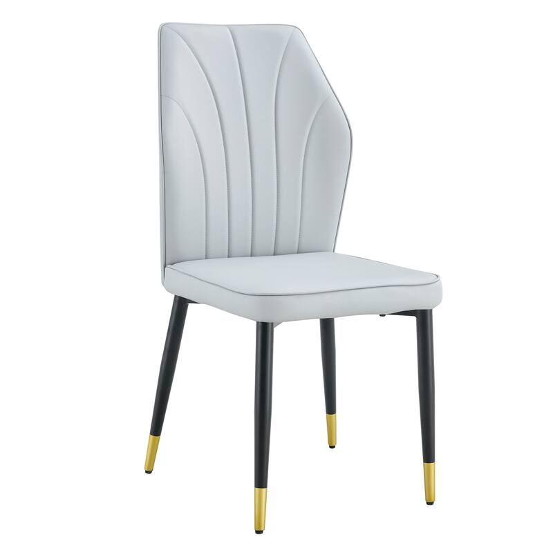 Set of 8 Modern Dining Chairs With Backrest And Black Metal Legs