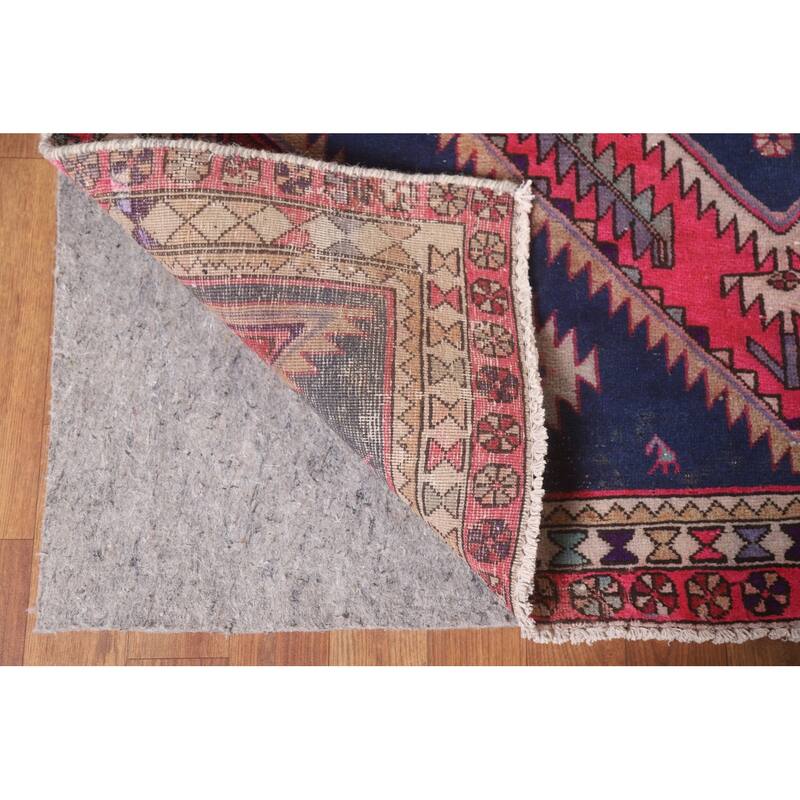 Hand Knotted Oriental 100% Wool Carpet Traditional Tribal Pink Meshkin Area Rug - 9' 11'' X 4' 7''