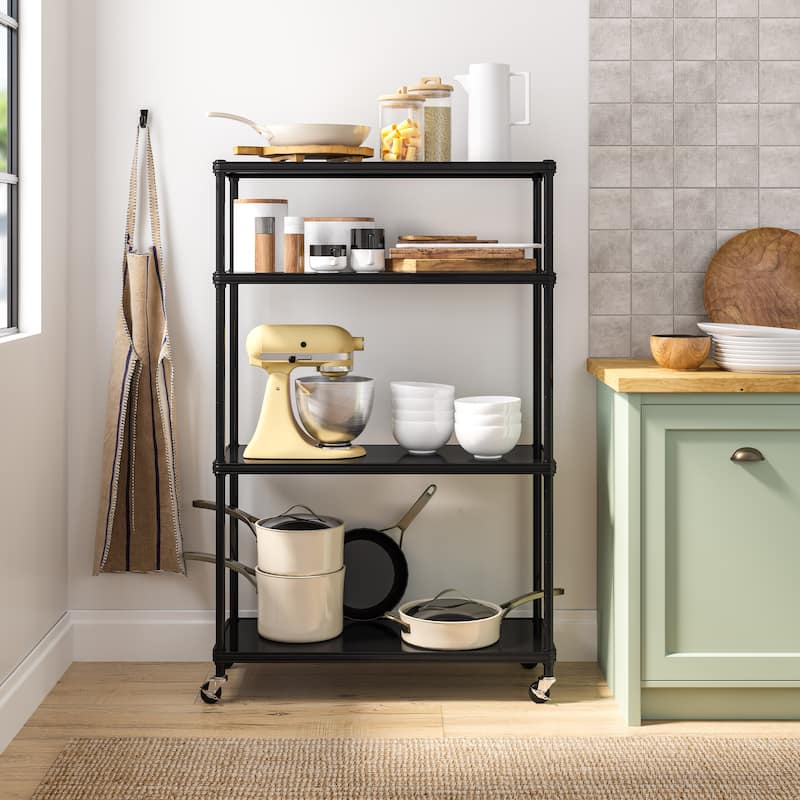Seville Classics HOME 4-Tier Steel Shelving with Shelf Liners
