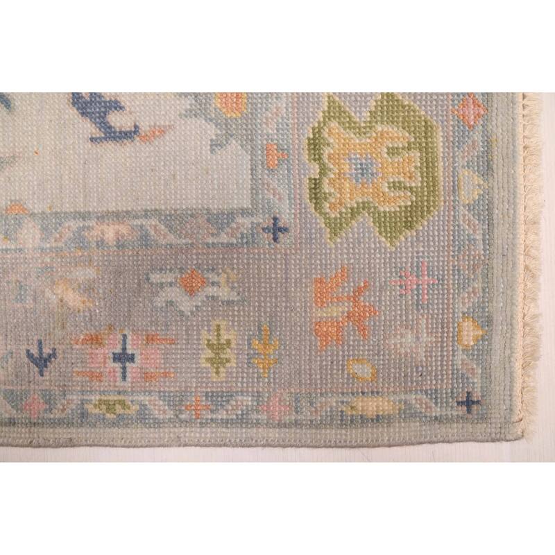 ECARPETGALLERY Hand-knotted Modern Oushak Light Grey Wool Rug - 5'0 x 7'0