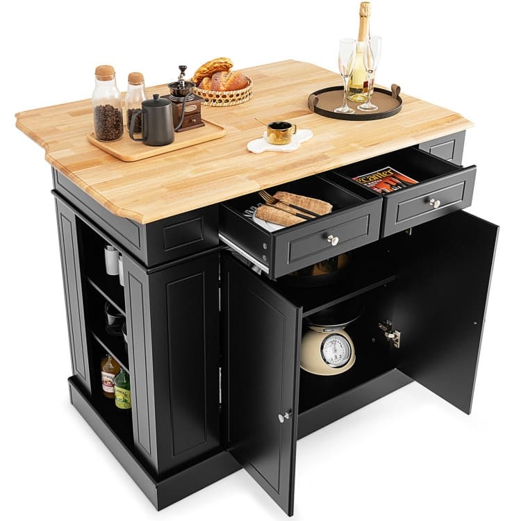 Kitchen Island with Storage and 3-Level Adjustable Shelves - 47" x 36" x 36" (L x W x H)