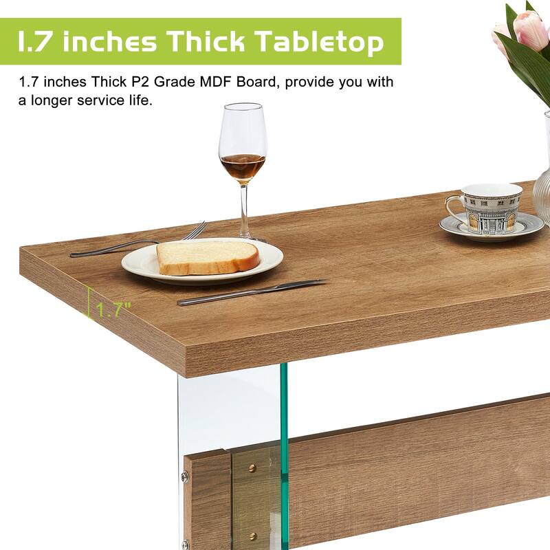 ivinta Modern White Dining Table, High Glossy Dining Room Table