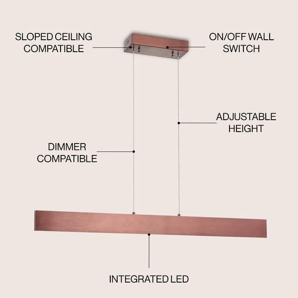 dimension image slide 5 of 11, Julian 40" Dimmable Adjustable Integrated LED Metal Linear Pendant, by JONATHAN Y