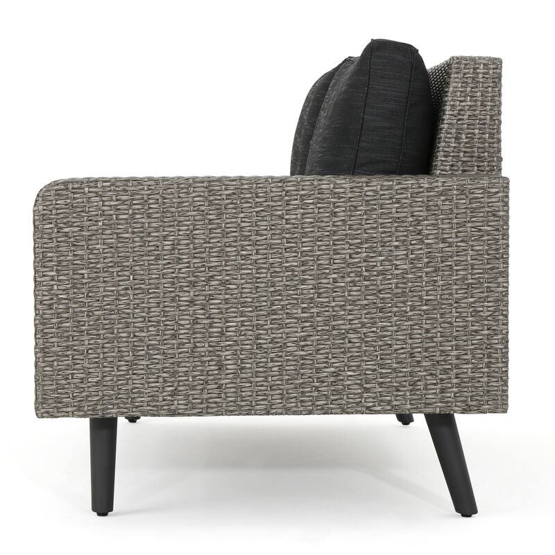 Roomfitters Outdoor Corner Sofa & Table Set, All-Weather Wicker Patio Lounge, Gray