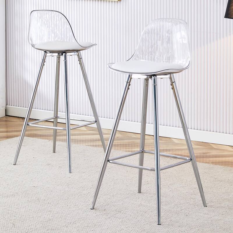Comfortable Small-Sized Bar Chairs with Metal Legs - Modern Upholstered Style
