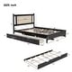 preview thumbnail 4 of 13, Trundle Platform Bed Queen Size Bed Frame and Twin Size Trundle, with Unique Rattan Headboard 2 Storage Drawer, Elegant Espresso