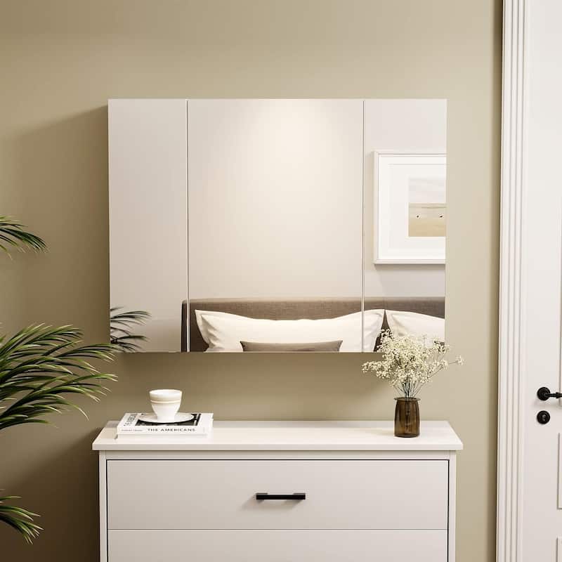 Lighted Medicine Cabinet Bathroom Wall Mounted Storage Doors - 3 Doors