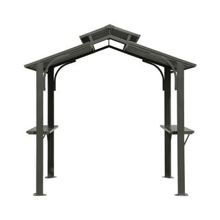 Domi Outdoor Living 8' x 5' Hardtop Aluminum Grill Gazebo with Side Shelves and Ceiling Hook