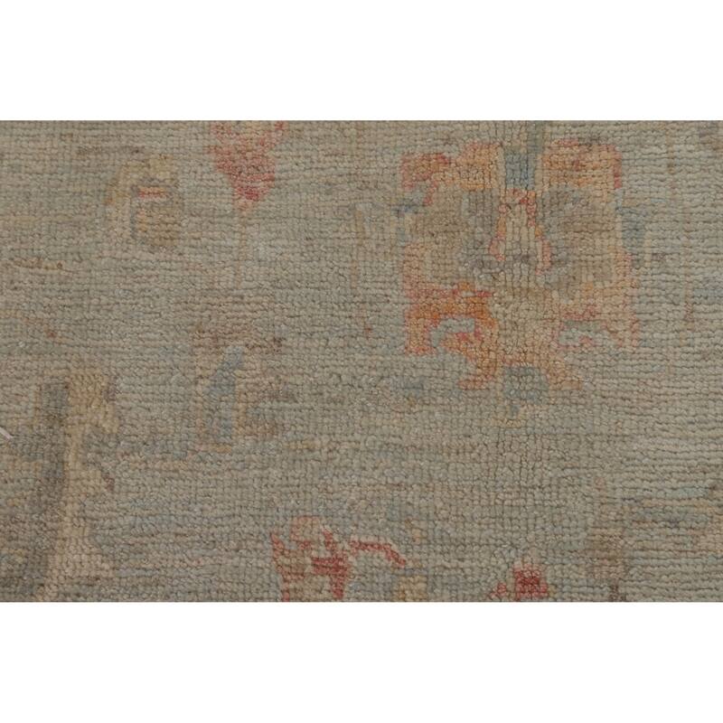 Transitional Blue Oushak Turkish Rug Hand-Knotted Wool Carpet - 5'1"x 8'0"