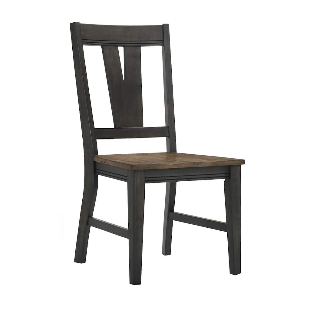 Harper Side Chair with Splat Back and 4 Legs, Brushed Brown & Pecan, Set of 2