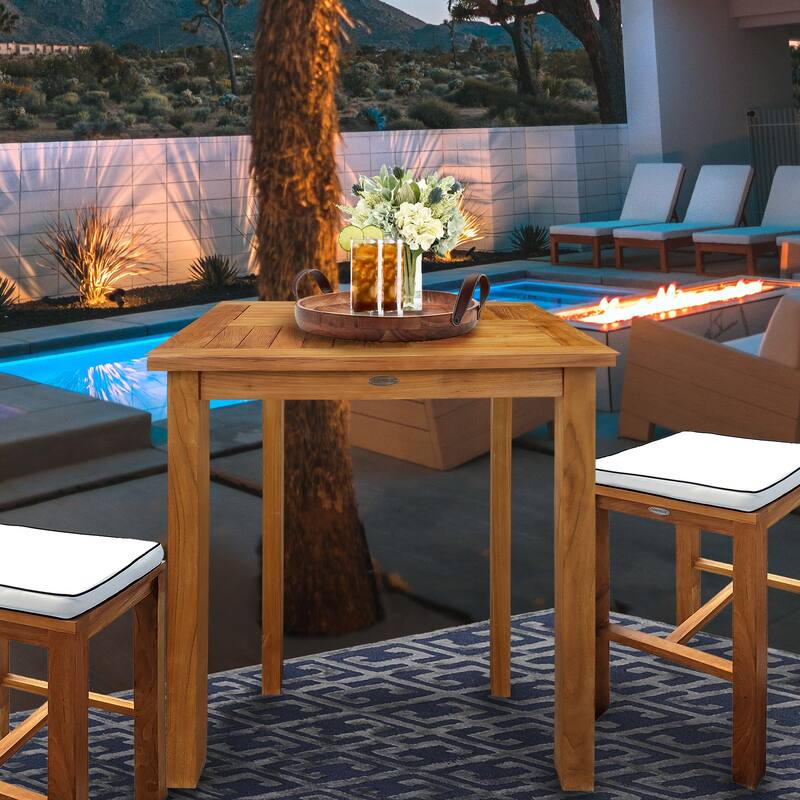 Chic Teak Seville Outdoor Teak Wood Patio Counter Height Bistro Table - 27 inch (table only)