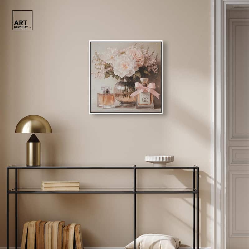 Peach Perfume Flowers in Vase Canvas by Art Remedy