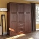preview thumbnail 25 of 38, Palace Imports 100% Solid Wood Cosmo 3-Door Wardrobe Armoire with Solid Wood or Mirrored Doors Mocha-Raised Panel
