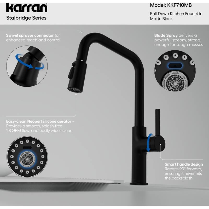Karran USA KKF710 Stalbridge 1.8 GPM Single Hole Pull Down Kitchen