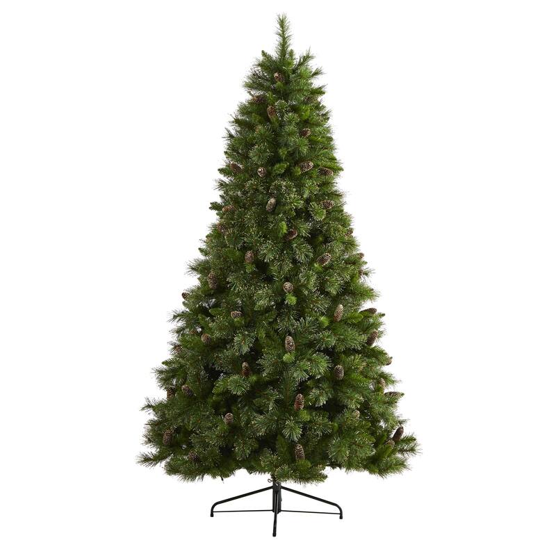 7.5' Pre-Lit Golden Tip Washington Pine Artificial Christmas Tree, Clear LED Lights - 7.5 Foot
