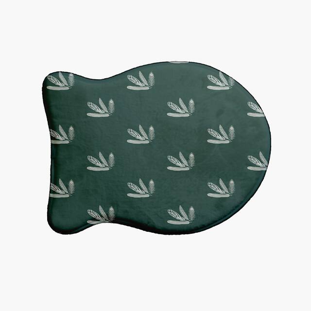 Feather Pattern Pet Feeding Mat for Dogs and Cats - Green - 19" x 14"-Fish