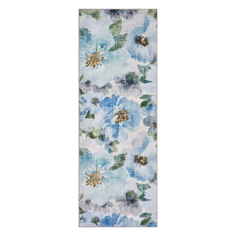 Licensed HGTV Everyday Chic Soft Flannel Zero Pile Printed Non-Slip Washable Indoor Area Rug