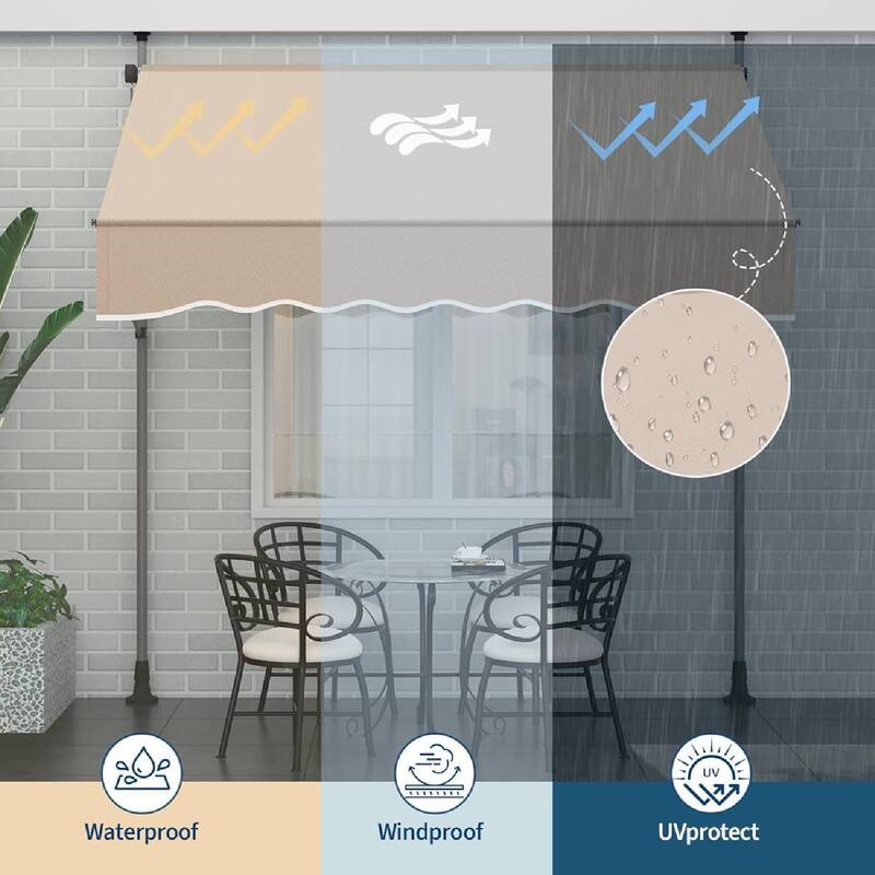 Outdoor Sunshade Shelter, Manual Patio Retractable Awning, UV Protection for Backyard Garden - N/A