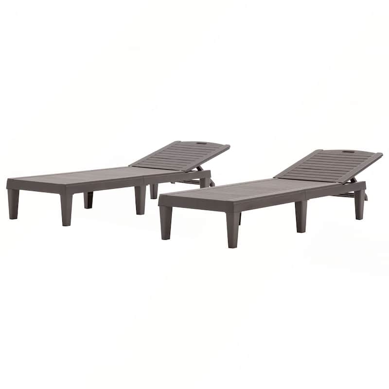 2-Piece Outdoor Chaise Lounges with Adjustable Backrest