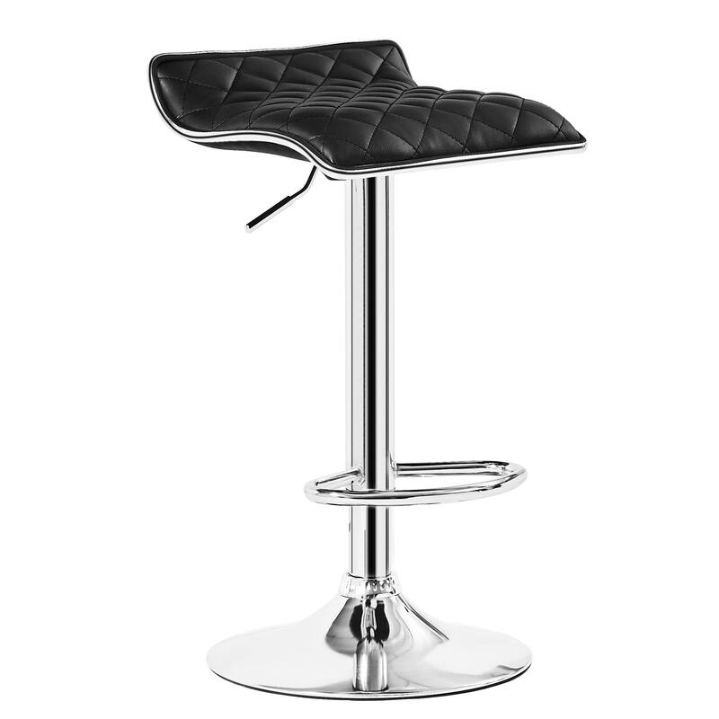 VECELO Barstools Adjustable Height Faux Leather Backless Modern Swivel Bar Stools (Set of 2)-Five colors