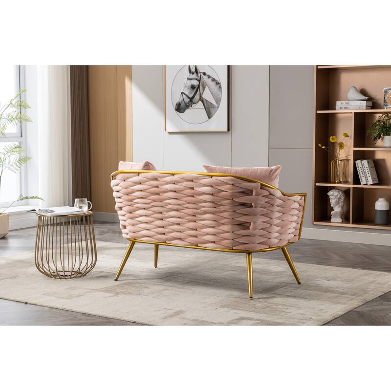 luxhomez Velvet Accent Chair Armsofa Tufted Sofa with Metal Frame for Living Room Bedroom Office Balcony Beige