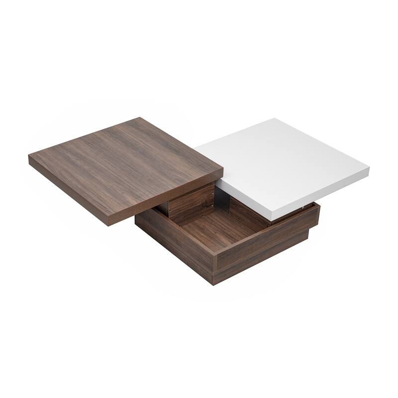 35.4" Modern Coffee Table with Rotatable Top and 1 Hidden Storage Space