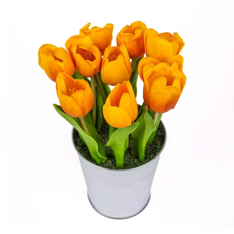 National Tree Company 9 in. Orange Tulip Bouquet