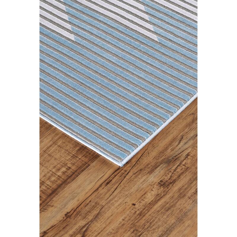 Crowford Sunburst High-Low Rug, Gold/White, Area Rug