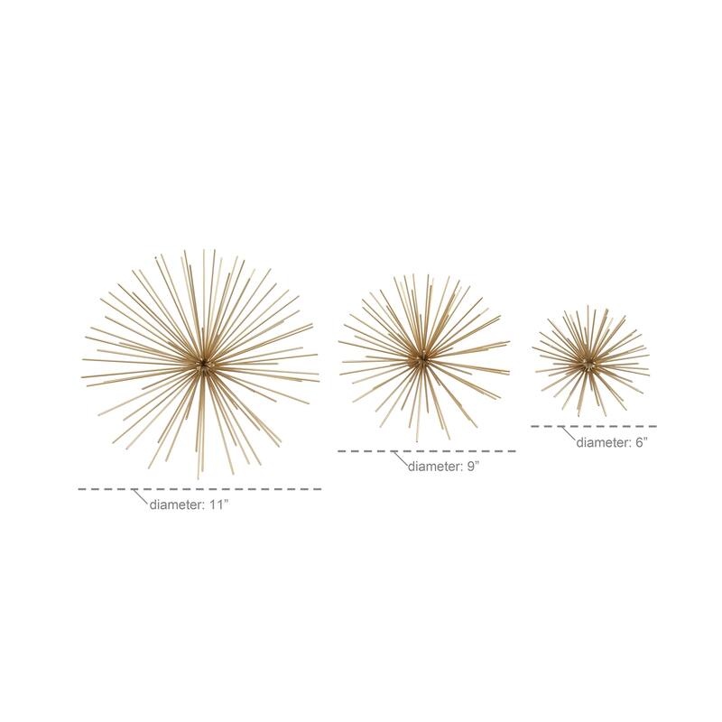 CosmoLiving by Cosmopolitan Metal 3D Starburst Wall Decor (Set of 3) - Silver, Gold, Black, Copper