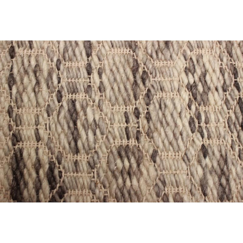 ECARPETGALLERY Braid weave Sienna Grey Wool Rug - 5'1 x 7'6