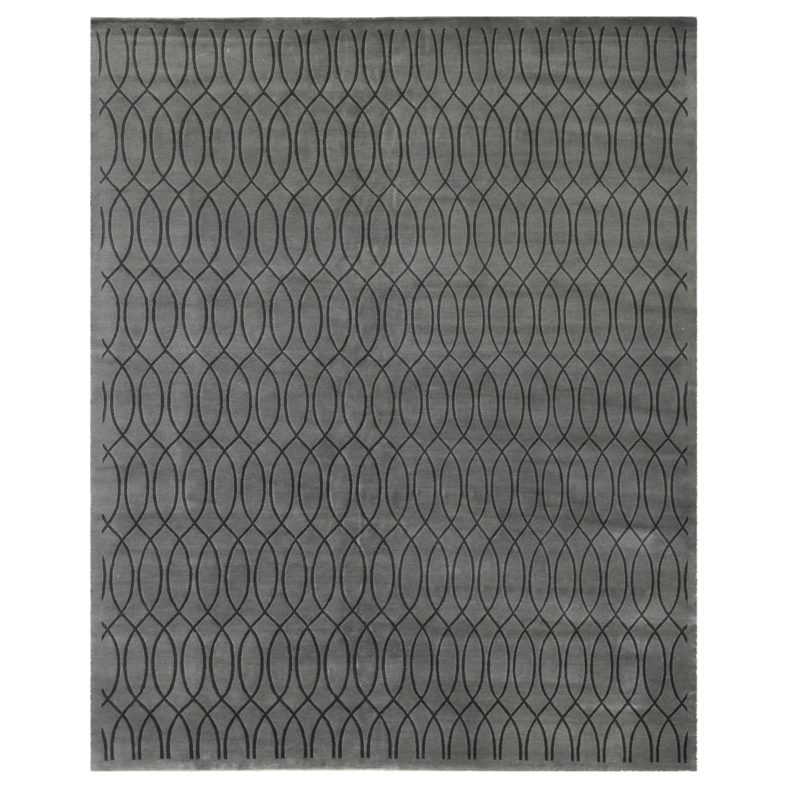 Metro Velvet hand-knotted Wool/Viscose Light Gray Area Rug - 8' x 10'