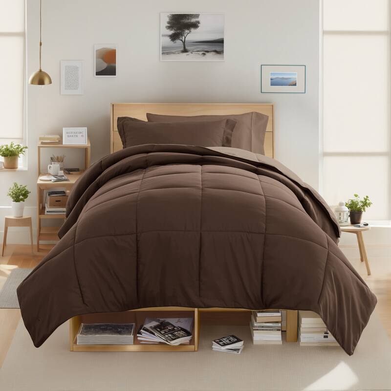 8pc Twin XL Solid Dorm Bedding Bundle