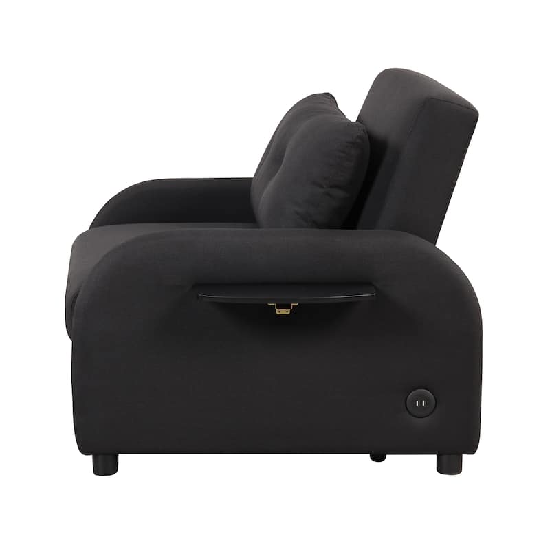 Roomfitters 3-in-1 Pull-Out Sofa Sleeper with 2-Wing Table USB Charging Port for Living Room Recreation Room