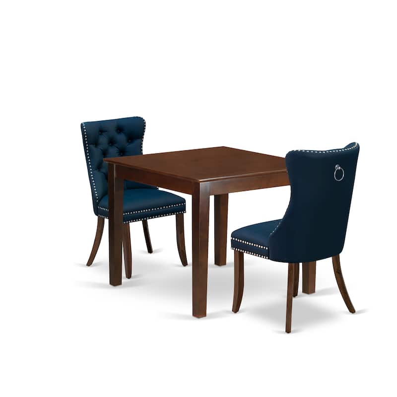East West Furniture Modern Dining Table Set- a Square Kitchen Table and Upholstered Parson Chairs (Pieces Options)