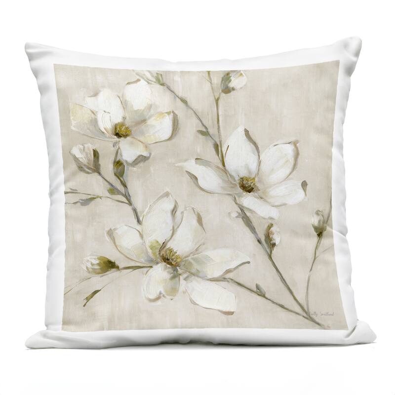 Stupell Neutral Dogwood Branches Printed Outdoor Throw Pillow Design by Sally Swatland - Accent - Polyester - Beige - Single