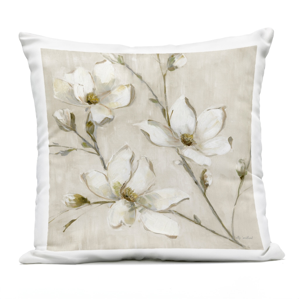 Stupell Neutral Dogwood Branches Printed Outdoor Throw Pillow Design by Sally Swatland