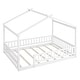 preview thumbnail 5 of 7, White Full Size Wood House Bed Frame with Roof and Fence, for Kids, Teens, Girls, Boys