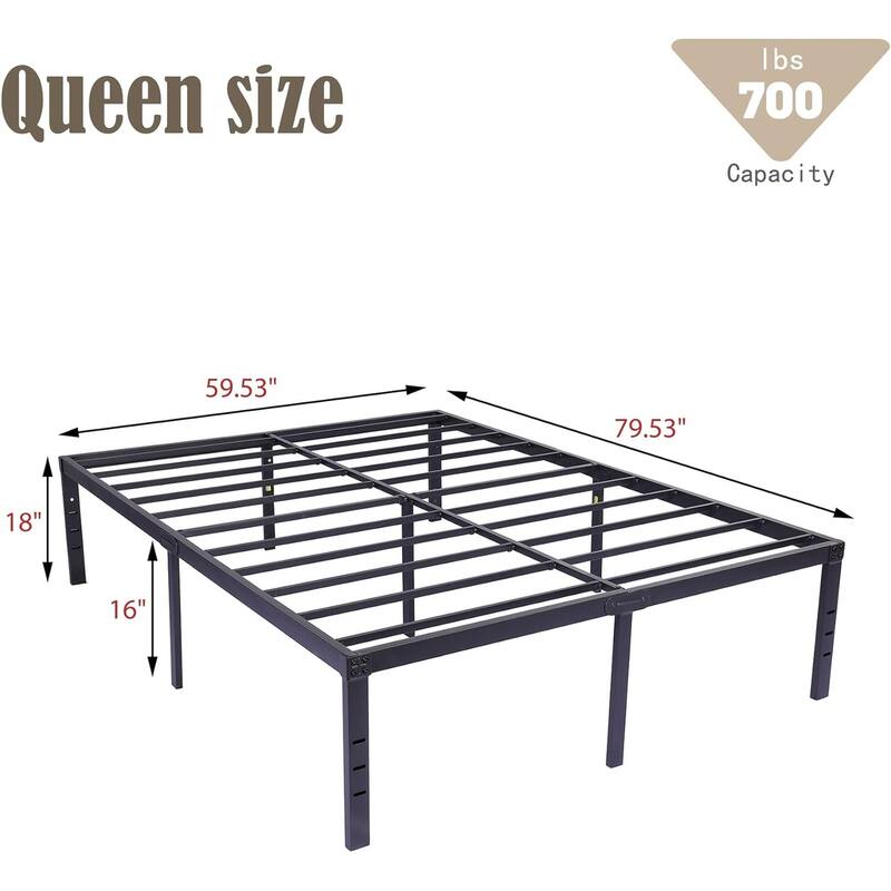 alazyhome 18 inch Heavy Duty Metal Platform Bed Frame with Storage