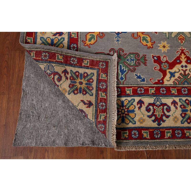 Grey Kazak Oriental Area Rug Handmade Traditional Wool Carpet - 4'10" x 6'9"