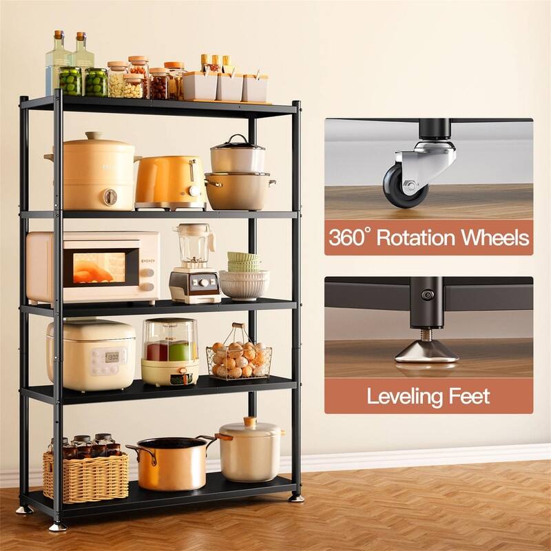 Storage Shelves with Rolling Wheels