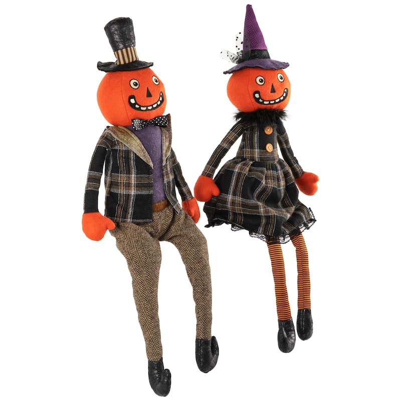 Jack-O-Lantern Couple Halloween Figures - 24" - Set of 2