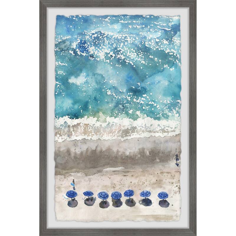 Blue Sunshade Painting Print - Island Oasis Wall Art - Framed Home Decor