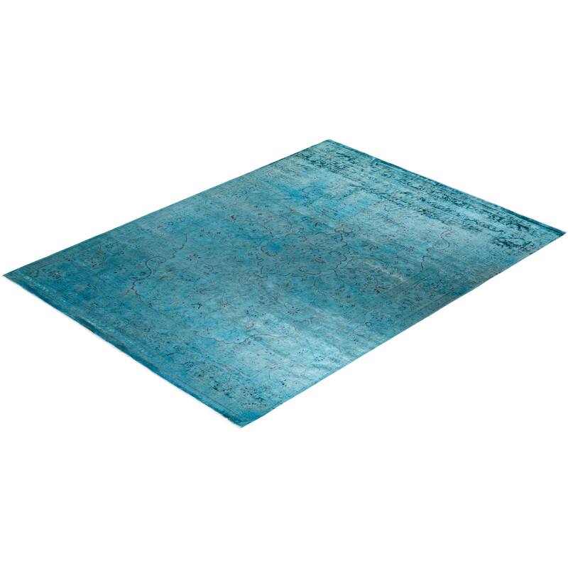Fine Vibrance, One-of-a-Kind Handmade Area Rug - Blue, 9' 1" x 12' 2" - 9' 1" x 12' 2"