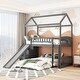 preview thumbnail 17 of 30, Twin over Twin Bunk Bed with Slide, Storage Steps & Playhouse Design Gray